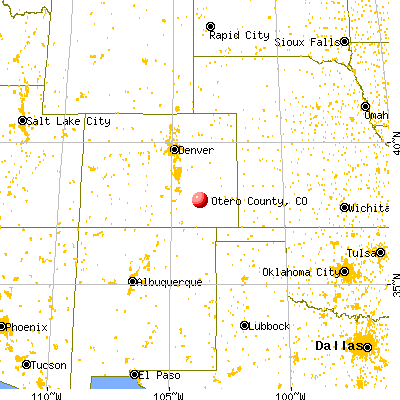 Otero County, CO map from a distance