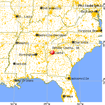 DeKalb County, GA map from a distance