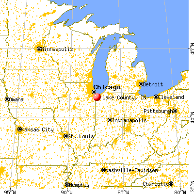 Lake County, IN map from a distance