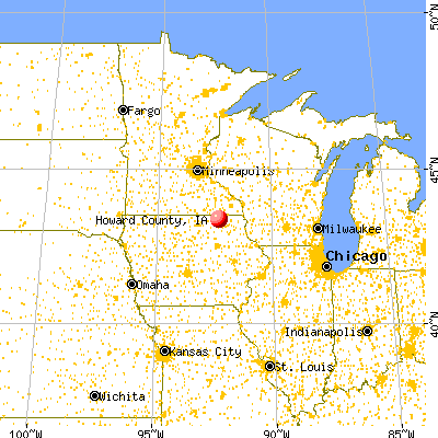 Howard County, IA map from a distance