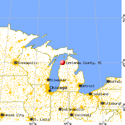 Leelanau County, MI map from a distance