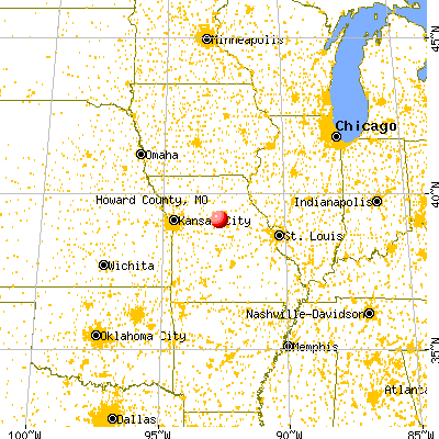Howard County, MO map from a distance
