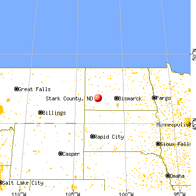 Stark County, ND map from a distance