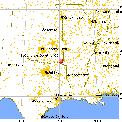 McCurtain County, OK map from a distance
