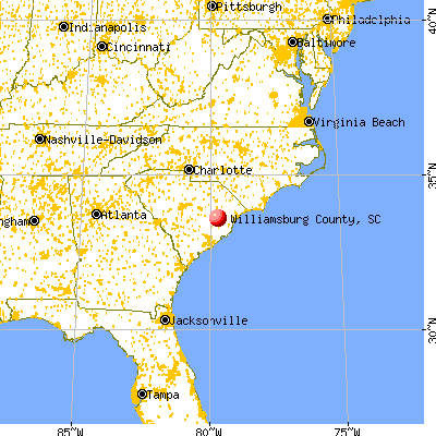 Williamsburg County, SC map from a distance