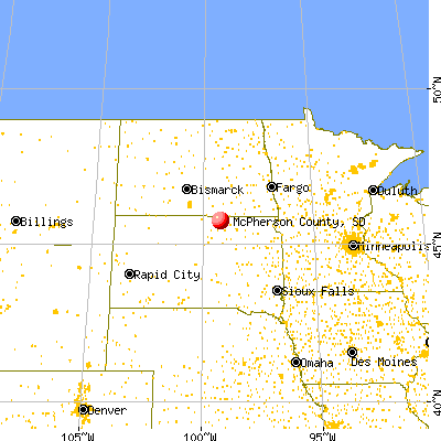 McPherson County, SD map from a distance