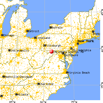 Allegany County, MD map from a distance