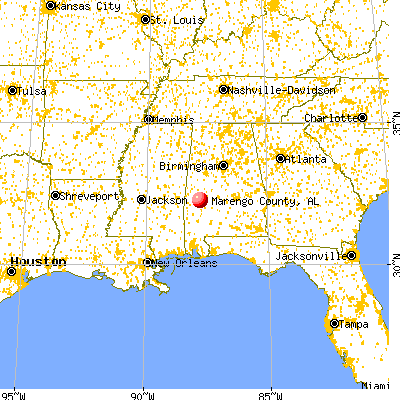 Marengo County, AL map from a distance
