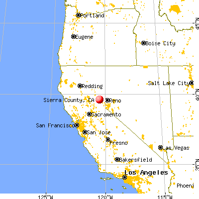 Sierra County, CA map from a distance