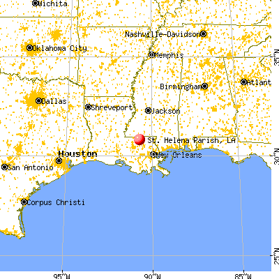 St. Helena Parish, LA map from a distance