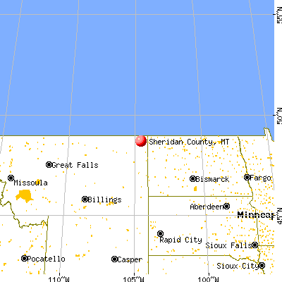 Sheridan County, MT map from a distance