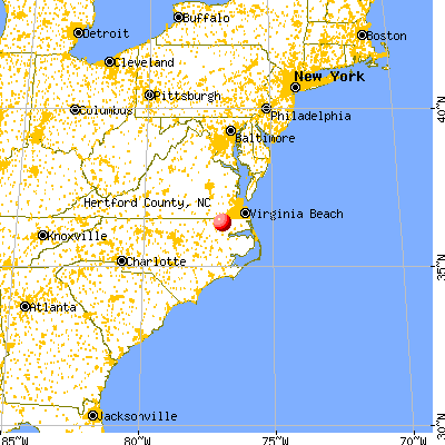 Hertford County, NC map from a distance