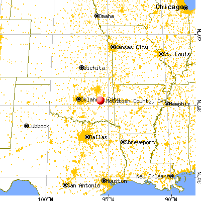 McIntosh County, OK map from a distance