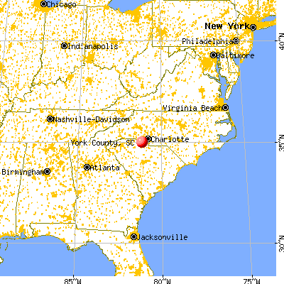 York County, SC map from a distance