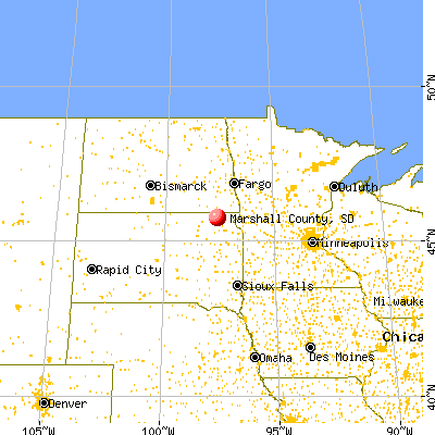 Marshall County, SD map from a distance