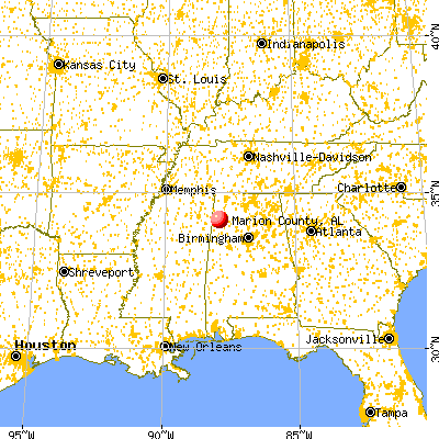 Marion County, AL map from a distance