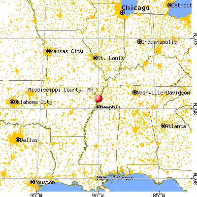 Mississippi County, AR map from a distance