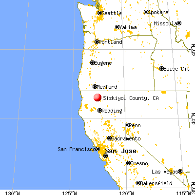 Siskiyou County, CA map from a distance