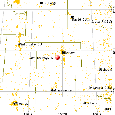 Park County, CO map from a distance