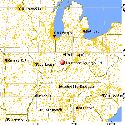 Lawrence County, IN map from a distance