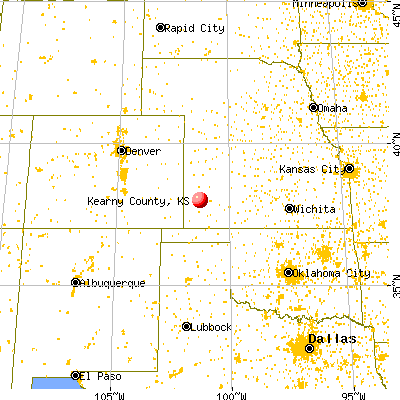 Kearny County, KS map from a distance