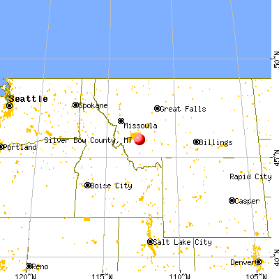 Silver Bow County, MT map from a distance