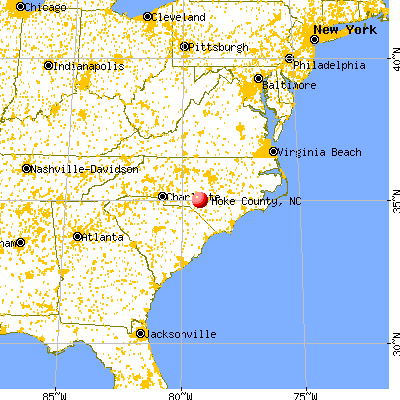 Hoke County, NC map from a distance