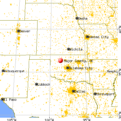 Major County, OK map from a distance
