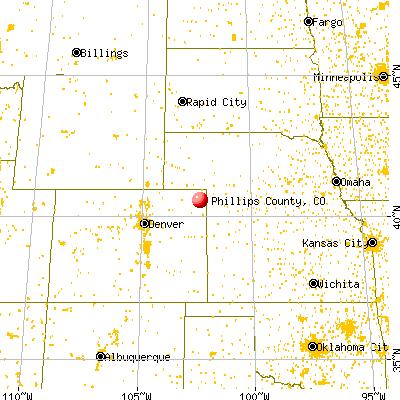 Phillips County, CO map from a distance