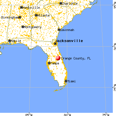 Orange County, FL map from a distance