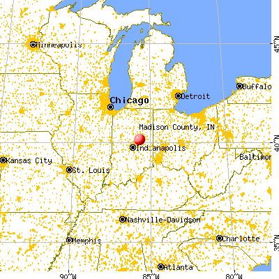 Madison County, IN map from a distance