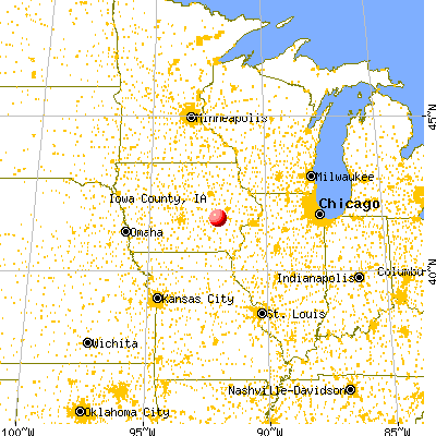 Iowa County, IA map from a distance