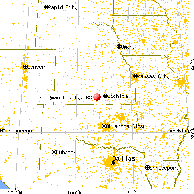 Kingman County, KS map from a distance