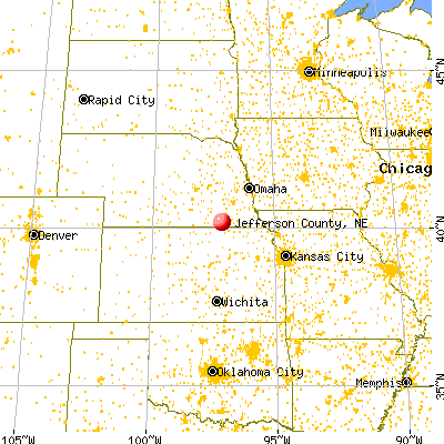 Jefferson County, NE map from a distance