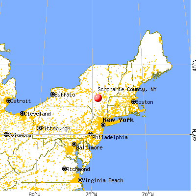 Schoharie County, NY map from a distance