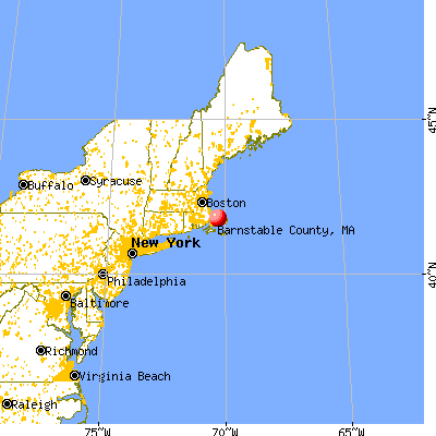 Barnstable County, MA map from a distance