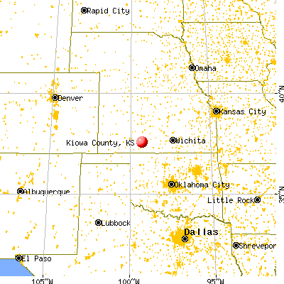 Kiowa County, KS map from a distance