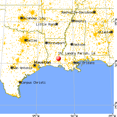St. Landry Parish, LA map from a distance