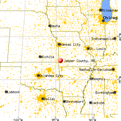 Jasper County, MO map from a distance