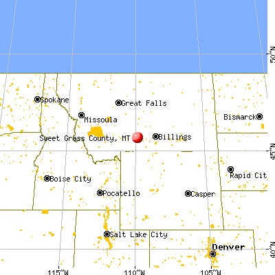 Sweet Grass County, MT map from a distance