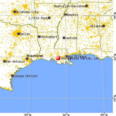 Assumption Parish, LA map from a distance