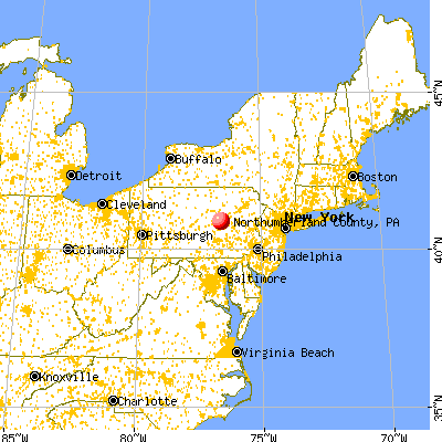 Northumberland County, PA map from a distance