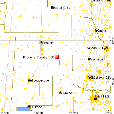 Prowers County, CO map from a distance