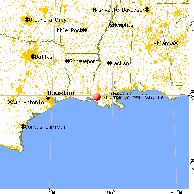 St. Martin Parish, LA map from a distance