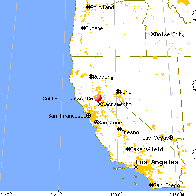 Sutter County, CA map from a distance