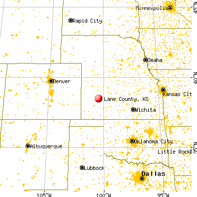 Lane County, KS map from a distance