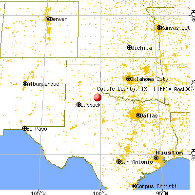 Cottle County, TX map from a distance