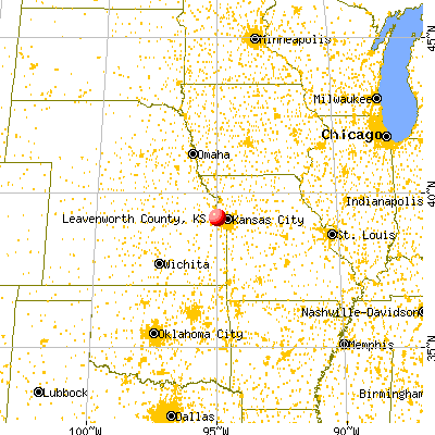 Leavenworth County, KS map from a distance