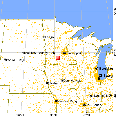 Nicollet County, MN map from a distance