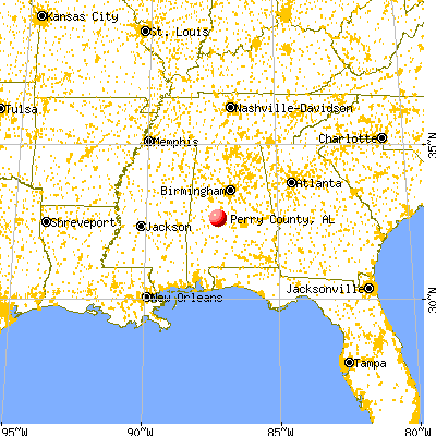 Perry County, AL map from a distance